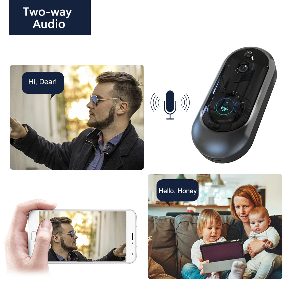 

WIFI 1080P Doorbell Wireless Video Doorbell Camera Home Security Camera with Cloud Service IR Night Vision APP Remote Control