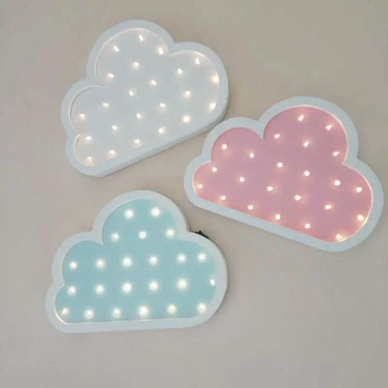 Деревянный настенный светильник в виде облака 3d Звезда луна светодиодный милый