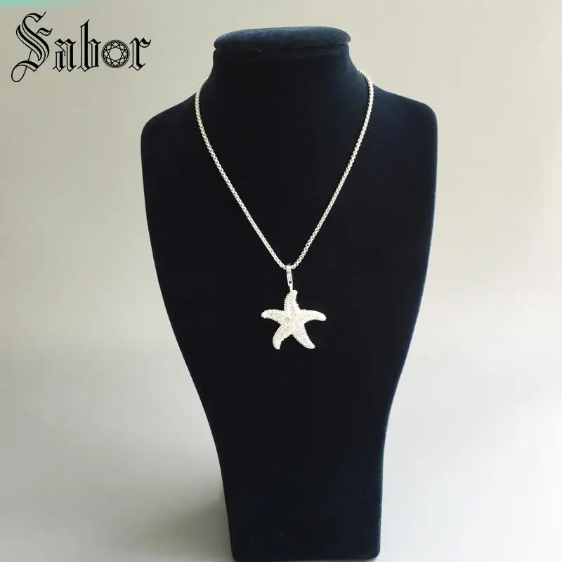 Женские Подвески в виде морской звезды с белым цирконием модное серебряное