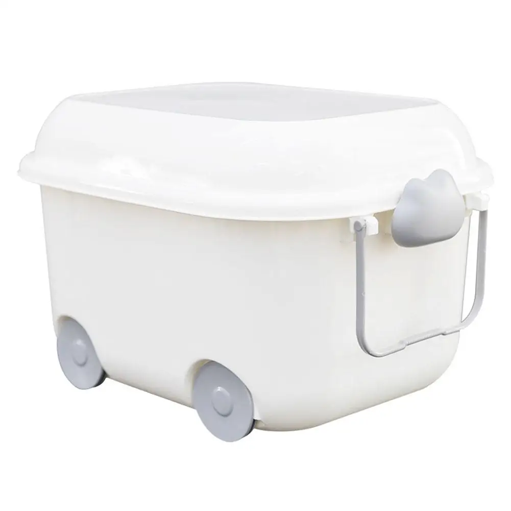 White Коробки для игрушек с ручка шкива корзина для одежды с крышкой чистый белый пластик Домашний Органайзер Быстрая - Цвет: White