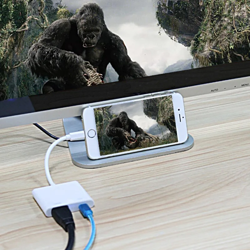 BASIX Lighting To HDMI кабель для IPhone к аудио ТВ AV Кабель адаптер + USB Iphone 5S 6 6s 7 Plug Ipad IPod|usb adapter