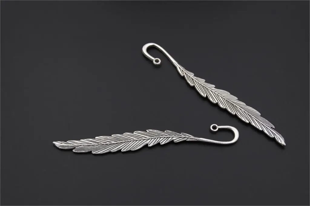 3 шт серебряный цвет Двусторонняя Закладка-перо декор цинковый сплав подвесные