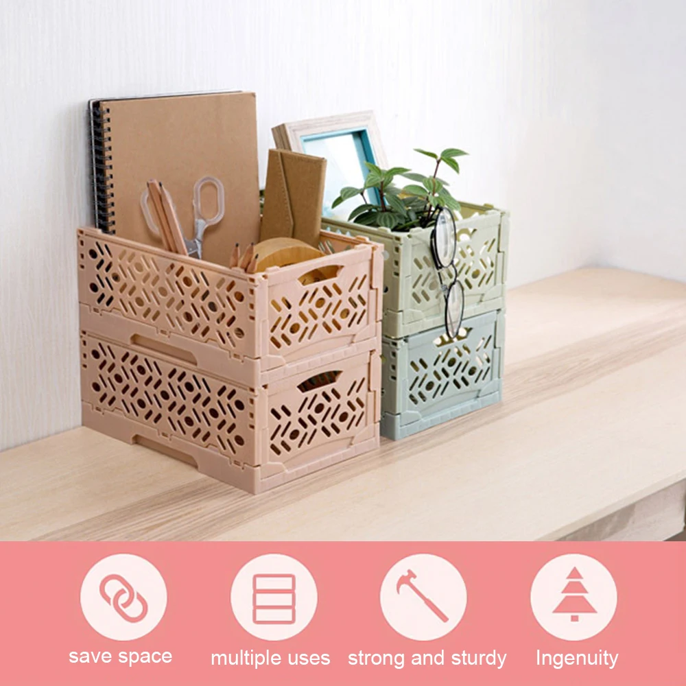 LASPERAL 1 шт. пластиковая настольная корзина для хранения складная коробка