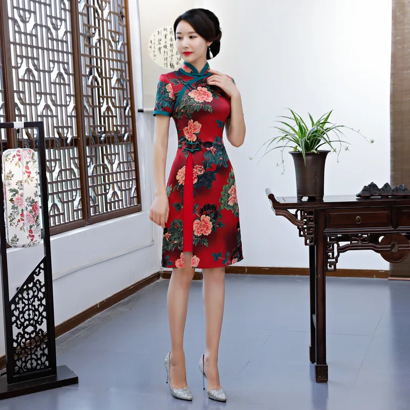 Большой Размеры XXXL в винтажном стиле с цветочным принтом для женщин Qipao