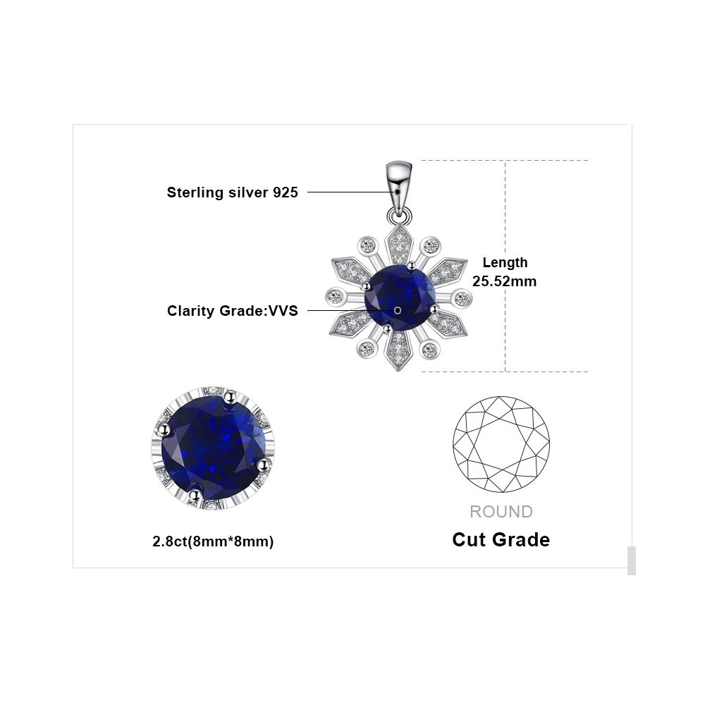 JewelryPalace Шикарный цветок 2.8ct круглый создан Подвеска из сапфиров 925 пробы серебро