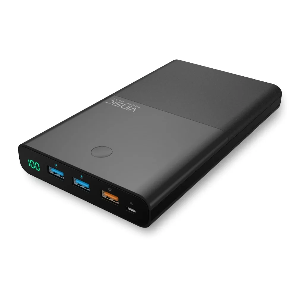Vinsic 28000 мАч Мощность банк QC3.0 2.4A Dual USB способ быстрого Зарядное устройство 3 0 для