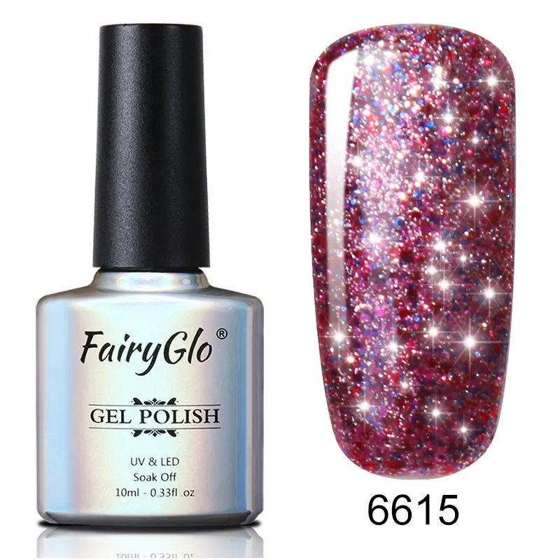 FairyGlo, 10 мл, Звездный Гель-лак для ногтей, супер яркий цвет, Гель-лак, блестящий, замачиваемый, УФ, светодиодный, Полупостоянный, геллак, Lucky ink, Shilak - Цвет: 6615