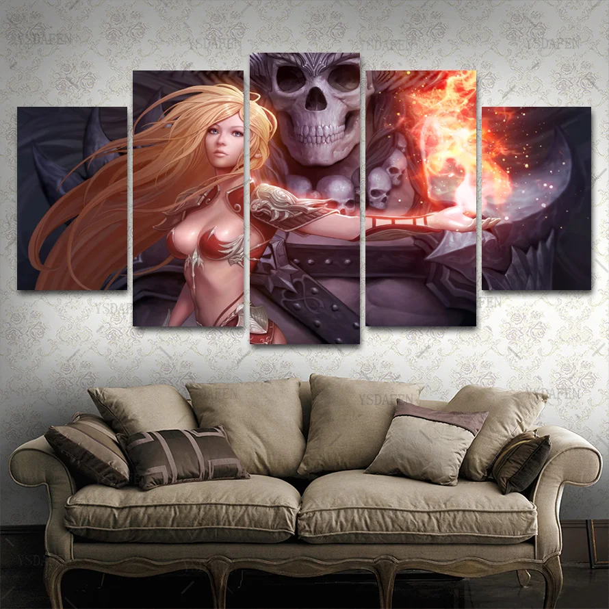 HD печатные картины холст 5 шт. wall art Framework игры маг сексуальная девушка домашнего