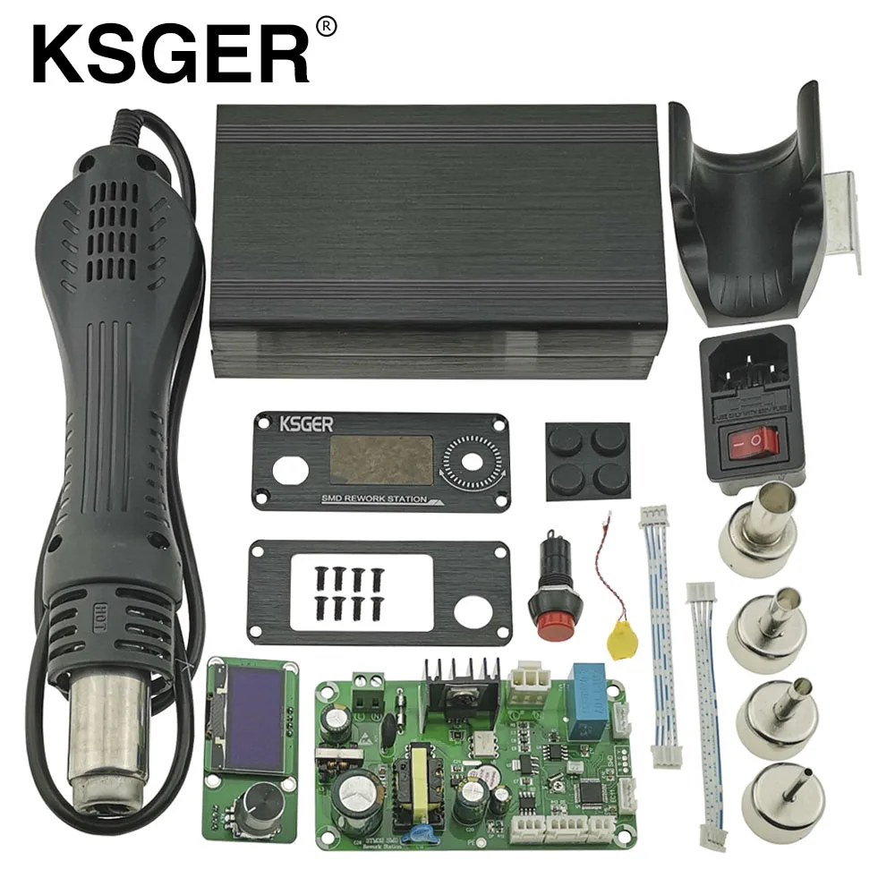 Sets 2 KSGER SMD паяльная станция горячего воздуха Фен для волос Тепловая пушка ручка насадки подставка сварка ремонт паяльная станция 700 Вт - Цвет: Sets 2
