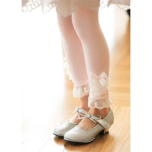 Детские хлопковые леггинсы с цветочным кружевом и бантом | Мать ребенок