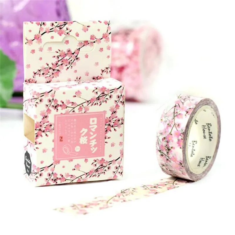 Cherry Donut Watercolor Flowers Decorative Washi Masking Tape DIY Scrapbooking Office Stationery Adhesive Tape Diary Album Decor