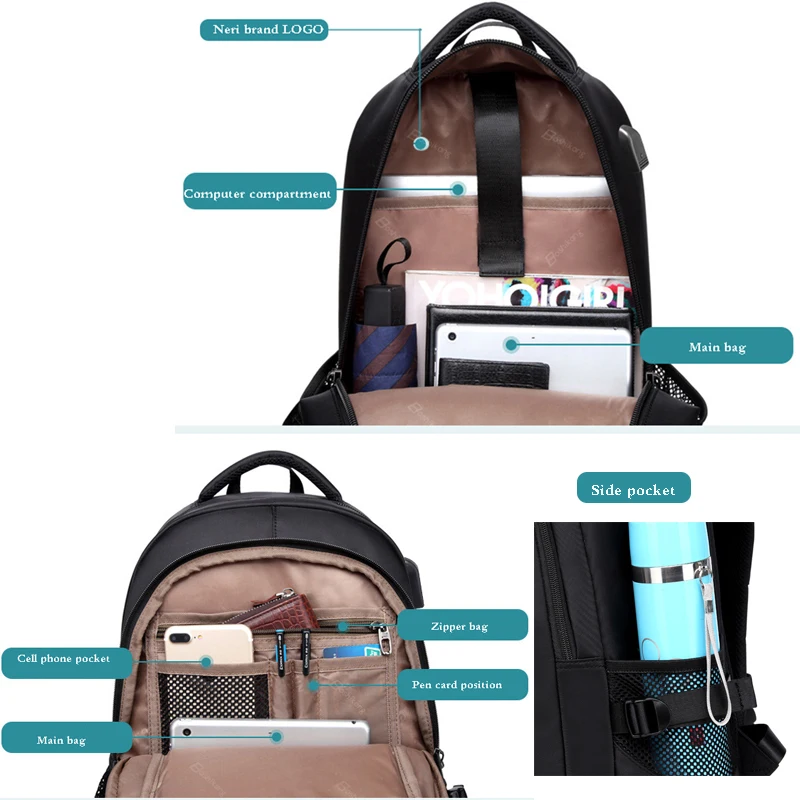 Boshikang 15.6 Inch Men USB Charging Business Backpacks Waterproof Laptop Schoolbags Male Brand Luxury Backpack | Багаж и сумки