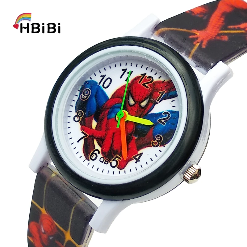 Фото Модные детские часы с принтом Человек паук Подарочные для мальчиков Детские