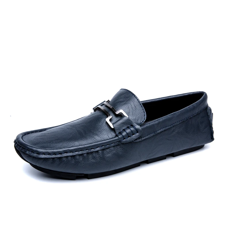 Wandai-8803-Blue Мужские лоферы; большие размеры; модные мужские лоферы из спилка; Роскошные слипоны на плоской подошве; повседневная мужская обувь для вождения; цвет белый - Цвет: Wandai-8803-Blue