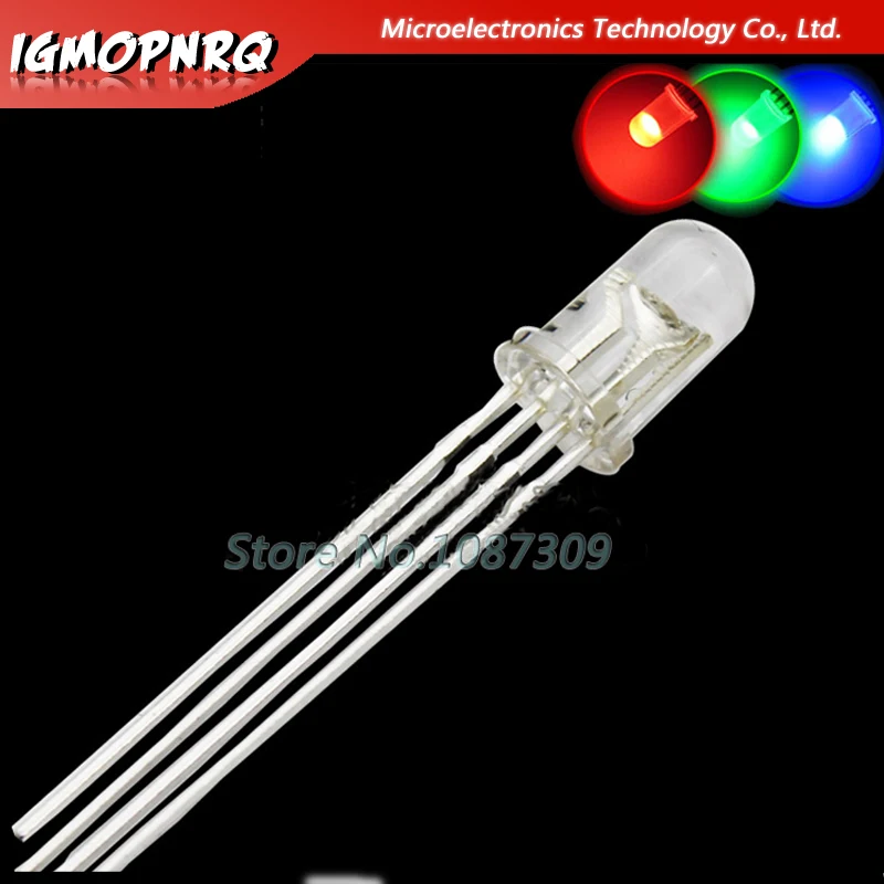 100 шт 5 мм RGB LED общий катод анод полноцветный светодиод туманный прозрачный