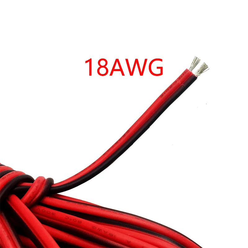 18 AWG 2PIN черный + красный медный Электрический провод Луженая Медь изолированный