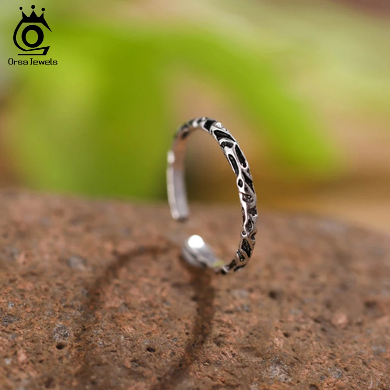 ORSA JEWELS Твердые 925 925 пробы Серебряное кольцо простой зерна манжета регулировки Для женщин кольца для вечерние Модные украшения PSR51