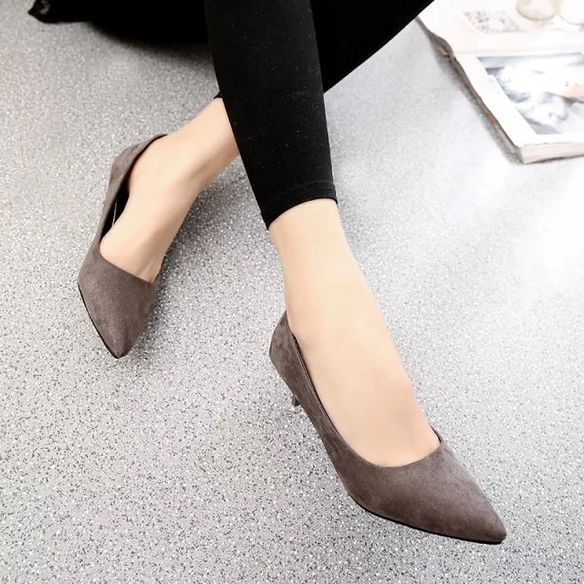 Big Size 35-42 Spring Autumn Women dress Shoes Basic Pumps Pointed Toe Med Heeled For Woman | Обувь
