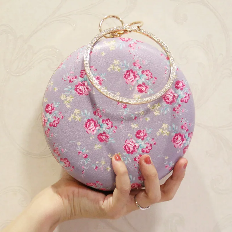 ETAILL бриллианты круглая ручка цветы сумка Шарообразная Сумочка с золотой