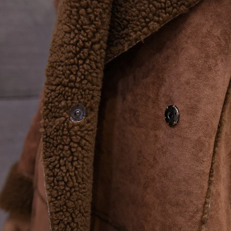 Зимняя куртка для женщин толстые пальто из овечьей шерсти парки Mujer замшевое