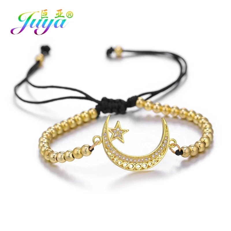 Gold Juya ручной работы мусульманский для молитв Бог браслеты для женщин и мужчин ручной работы религиозный исламский полумесяц Шарм с Луной и звездой браслеты поставки - Окраска металла: Gold