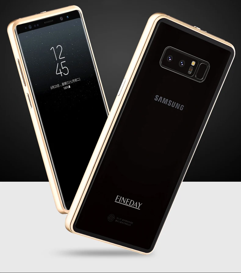 Для samsung Galaxy Note 8 чехол Роскошный 9H твердость прозрачное закаленное стекло крышка+ Алюминиевый металлический бампер набор чехол для телефона s Note8