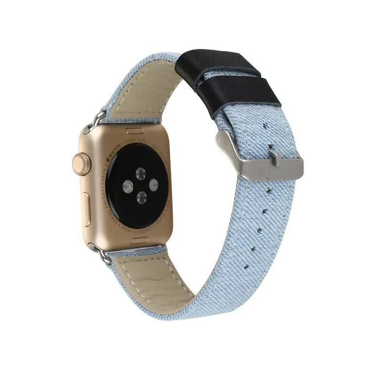 Стильный Камуфляжный ремешок для часов из джинсовой кожи Apple Watch Series 3 2 1 джинсовый