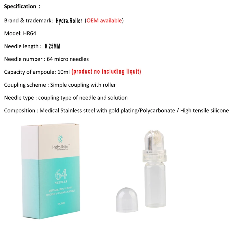 Мезороллер Новые dermaroller Hydra ролик 64 MezoRoller анти возраст Uper Derma Reborn лечение глаз