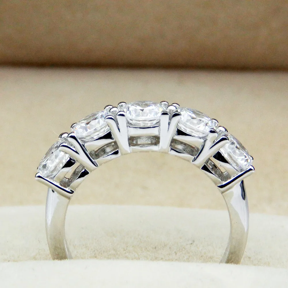 LASAMERO Round Cut 1.75 CTW Pave Set Certified Moissanites Ring Solitaire 14k White Gold Engagement Wedding Fine Jewelry |