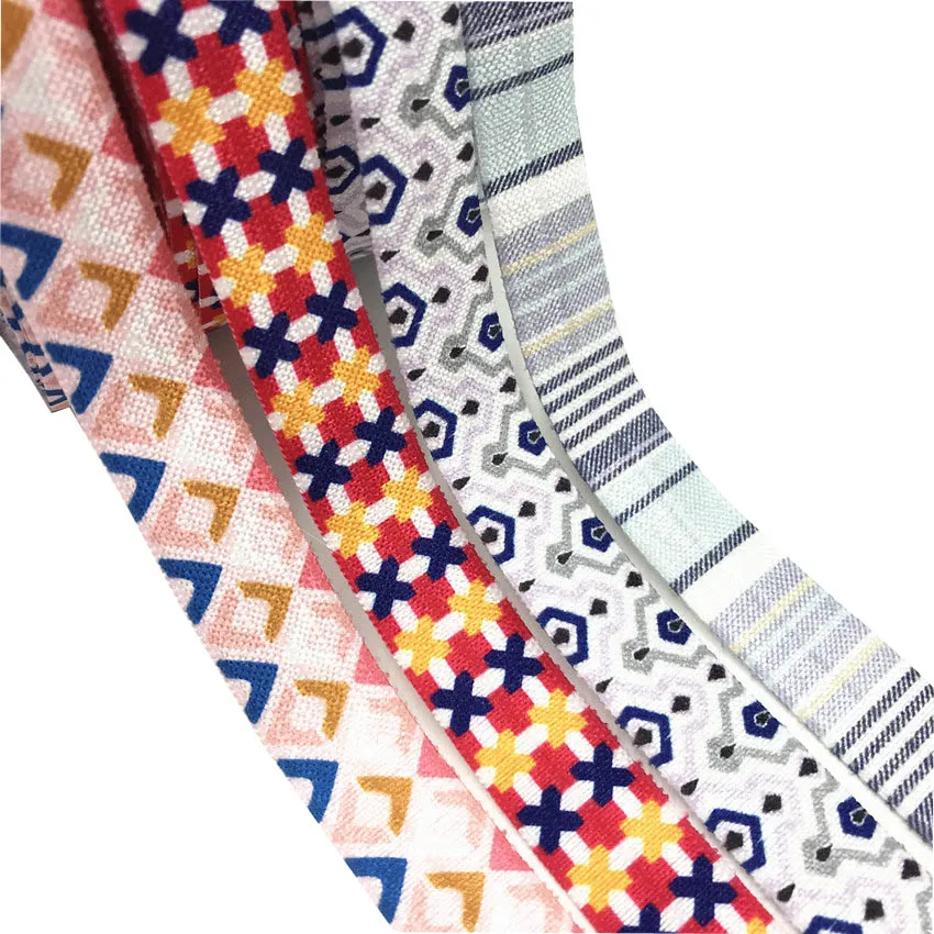 10yard 5/8'' aztec stripe printed fold over elastic hair ties accessories ribbon ponytail holders | Дом и сад