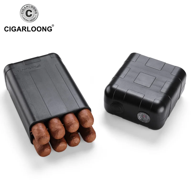 Черный CIGARLOONG, новинка, COHIBA, желтая сигарная коробка, увлажняющая, портативная, водонепроницаемая, скромно, сигарный набор, для сигар, хьюмидор, чехол CLA-0082 - Цвет: Черный