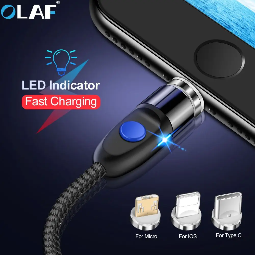 Магнитный Micro USB Type C кабель OLAF 3A для быстрой зарядки зарядное устройство iPhone 6 7 8 Plus
