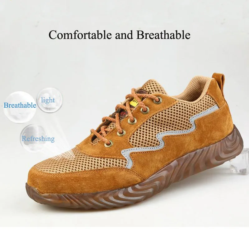 Защитная обувь дышащие легкие ботинки со стальным носком Мужская Рабочая