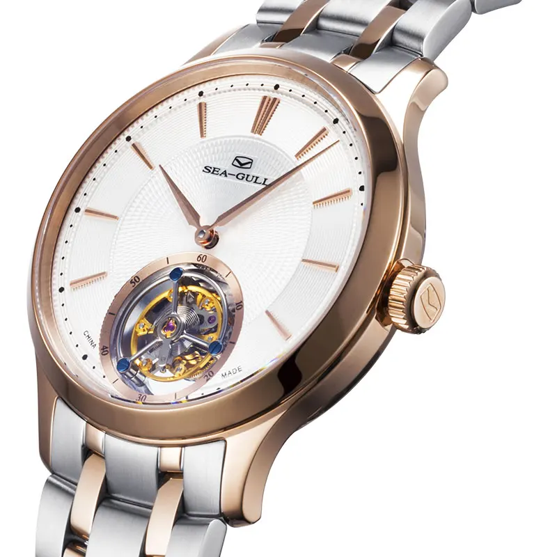 Механические часы Seagull Tourbillon ручной чехол из розового золота с оригинальной