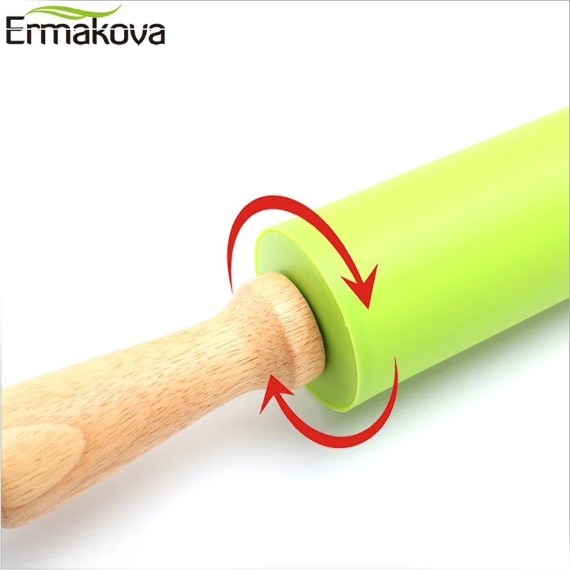 Ермакова силиконовая Скалка с деревянной ручкой тесто тестораскатка пицца