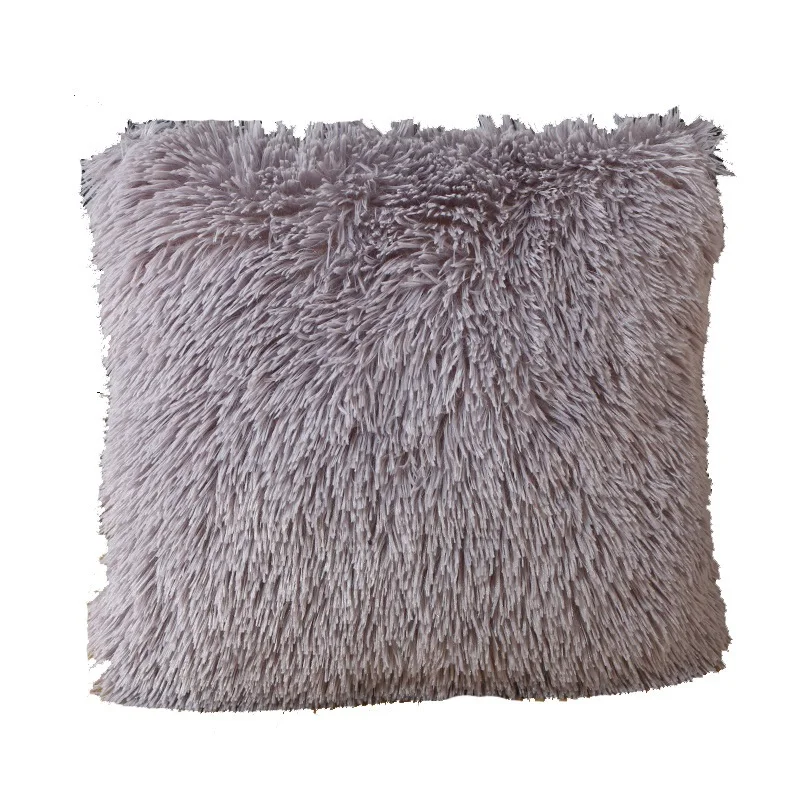 Мягкая удобная пушистая однотонная плюшевая квадратная наволочка для дивана 43*43