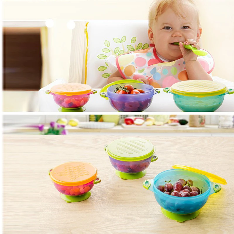 3 шт./компл. набор тренировочных детских мисок противоскользящая миска с крышкой