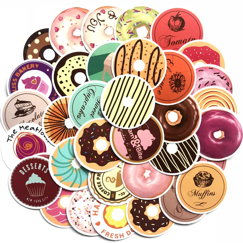 35 шт. Симпатичные наклейки для выпечки пончик каракули красочный торт пекарня