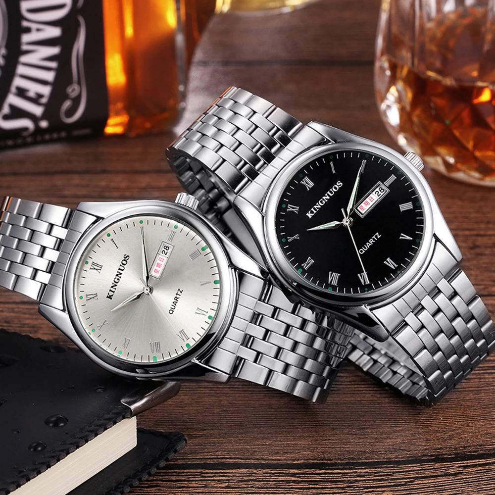 

Couple Watches for Men Women Saats Steel Waterproof Kingnuos Watch Male Clock Luminous Date Hodinky for Lovers Relogio Feminino