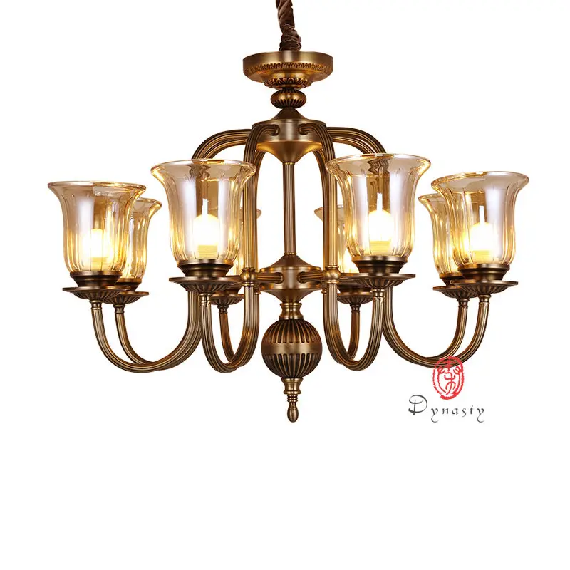 Антикварная люстра династии в американском стиле винтажная латунная медная