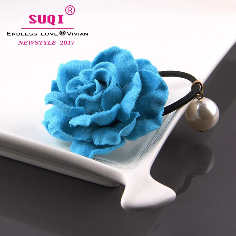 Women Vintage Hit Colors Elegant Handmade Rose Flower Shiny Venetian pearl Hair Rope accessories | Украшения и аксессуары