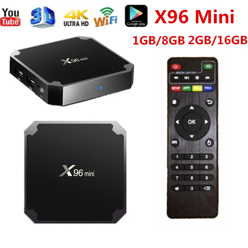 

ТВ-приставка X96 mini на Android 7,1, 2 + 16 ГБ, 4 ядра, Wi-Fi 2,4 ГГц