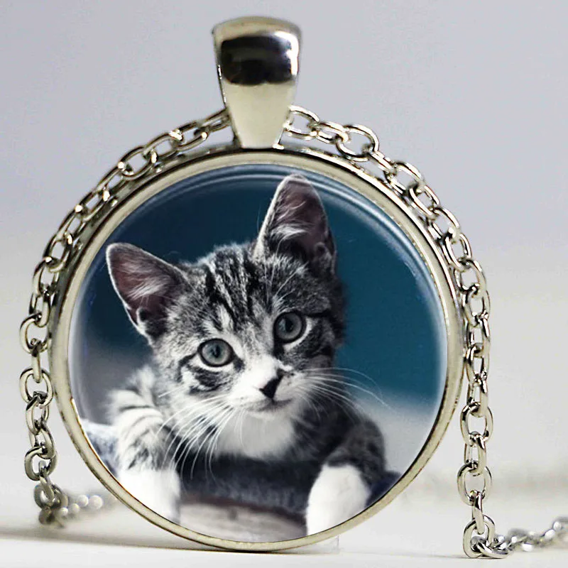 Длинная подвеска с логотипом влюбленных собак и кошек ожерелье в винтажном стиле