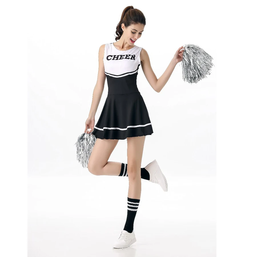 

High School Girl Sexy Lingerie Gleeing Cheerleader Costume Cheer Uniform Cheerleading Dress Blue Black Pink Purple Green Red