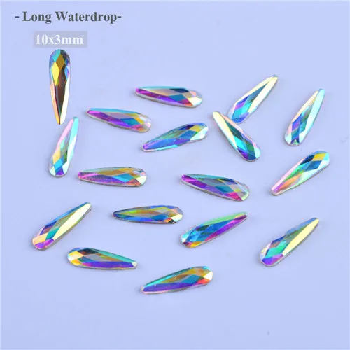 long Waterdrop 10 шт Блестящий Кристалл AB 3d украшения для дизайна ногтей конский глаз/камни в виде капли воды Стразы для ногтей DIY аксессуары УФ-гель лак LA532 - Цвет: long Waterdrop