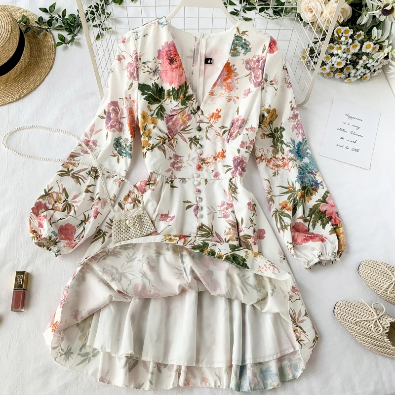 2019 новые модные женские платья французское милое Цветочное платье популярный
