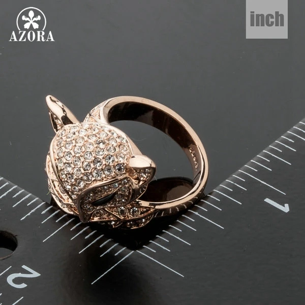 AZORA, новинка, розовое золото, стразы, My Fox beauty, необычное кольцо TR0098