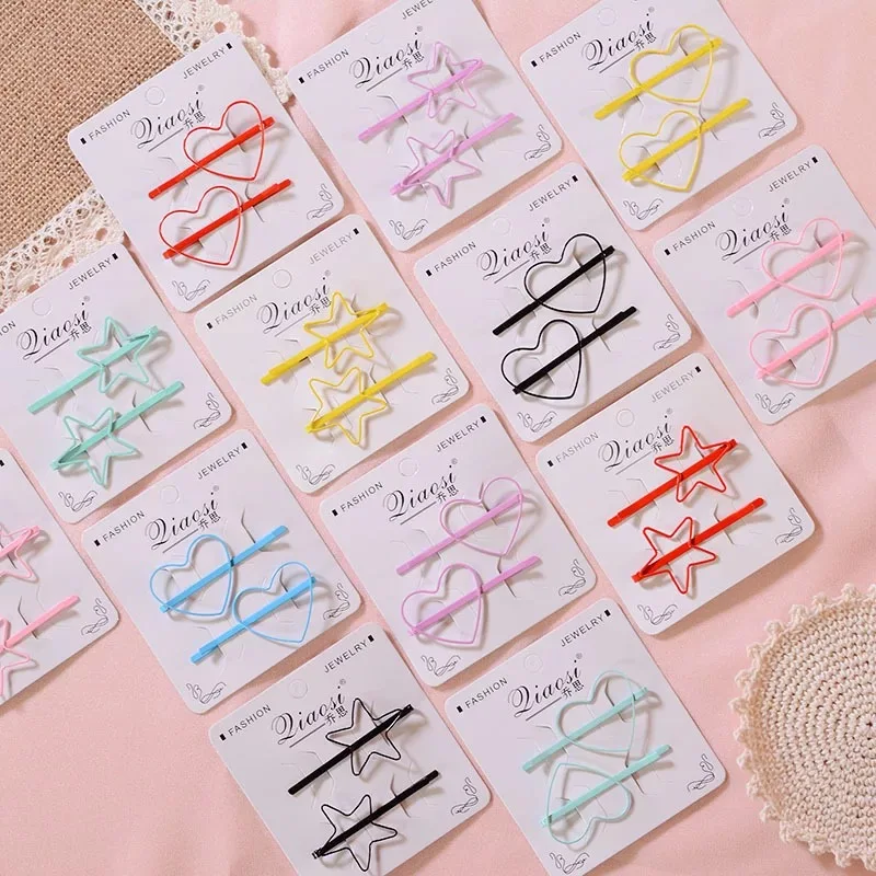 2 шт. заколки для волос со звездами и сердечками