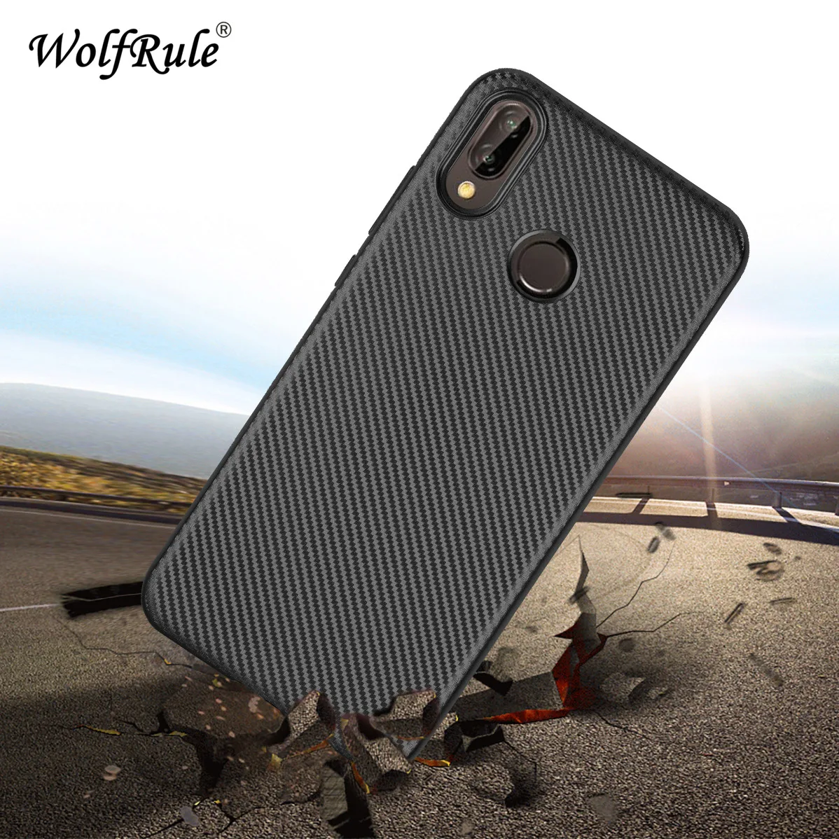 Wolfrole Huawei P20 Lite чехол Nova 3e роскошный с полной защитой из углеродного волокна Мягкий