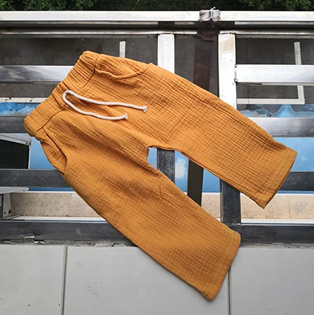 mianmahuang Размер 100-140 штаны для девочек детские брюки детские штаны для маленьких мальчиков, штаны-шаровары льняная Мягкая дышащая одежда - Цвет: mianmahuang